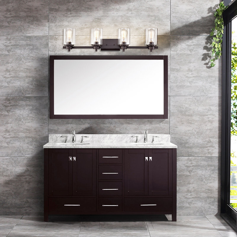 Éclairage pour meuble-lavabo à 4 lumières à intensité variable Hudak, Bronze huilé