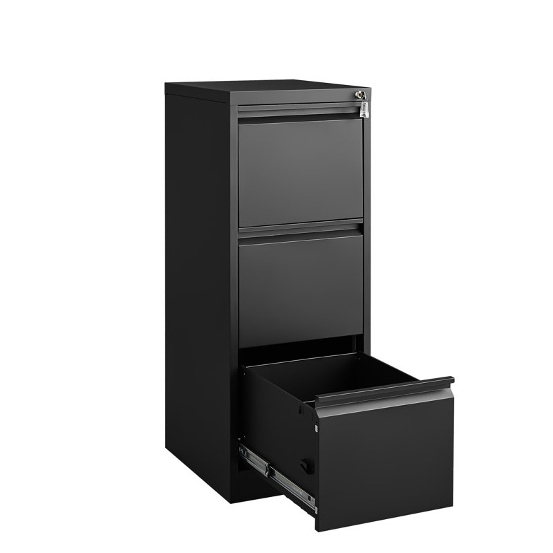 3 Office File Cabinet - Metal, Lockable, Fits Letter/a4/legal Size Files, Silent Bearing Slides, Dumping Lockable 3 Drawer Metal For Home Strong Load-bearing Capacity, Scratch, Spacious Drawers, Quiet