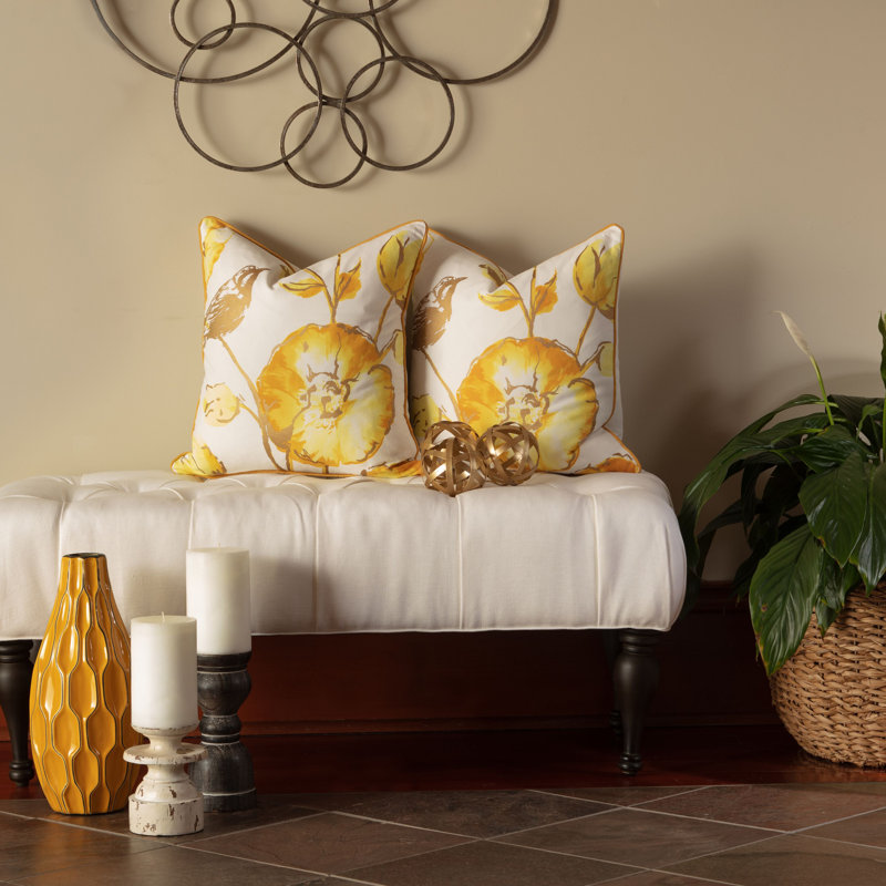 Coussin en coton Olivia, Jaune