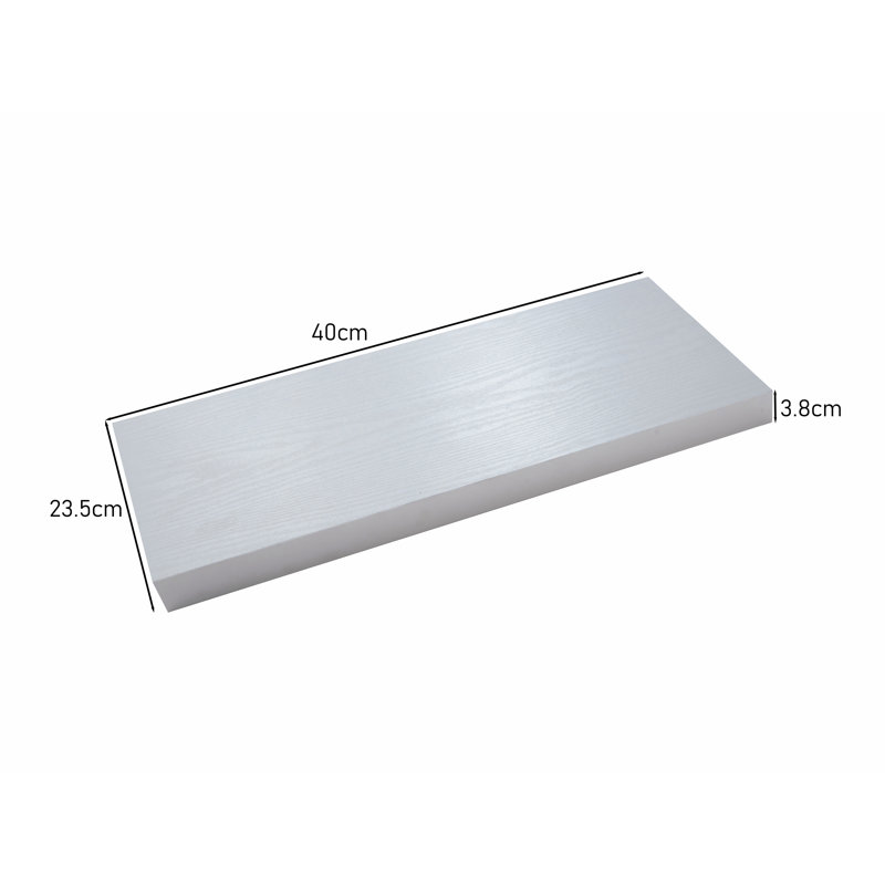 Kaelia White Floating Shelves, 3.8cm H x 40cm W x 23.5cm D