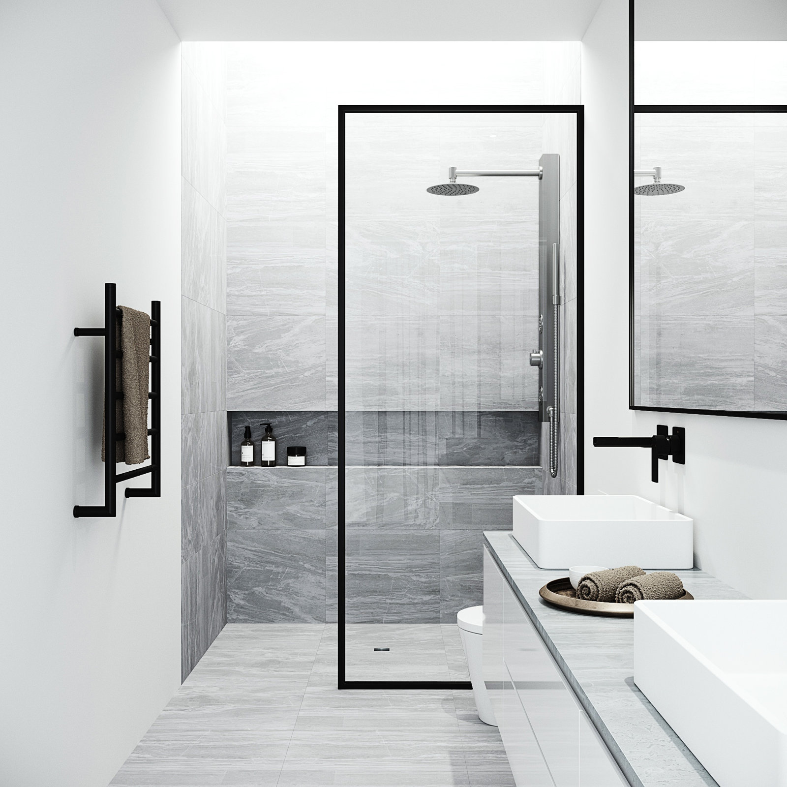 Gardenia 2-Jet Shower System with Hand Wand, Stainless Steel