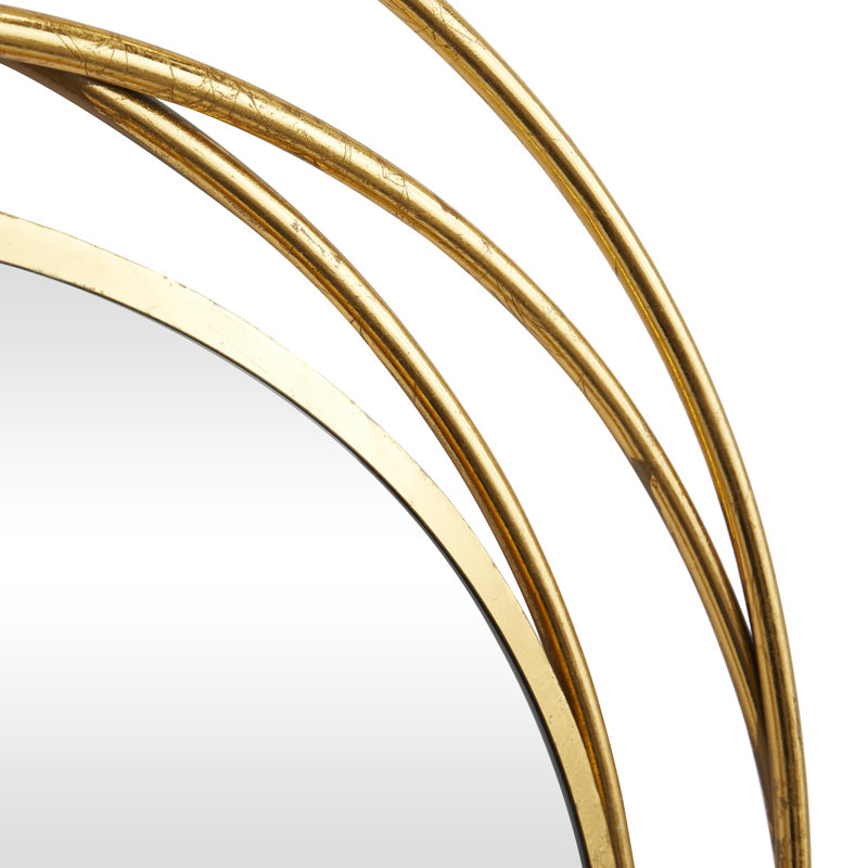 Metal Round Wall Mirror with Overlapping Circles, Gold
