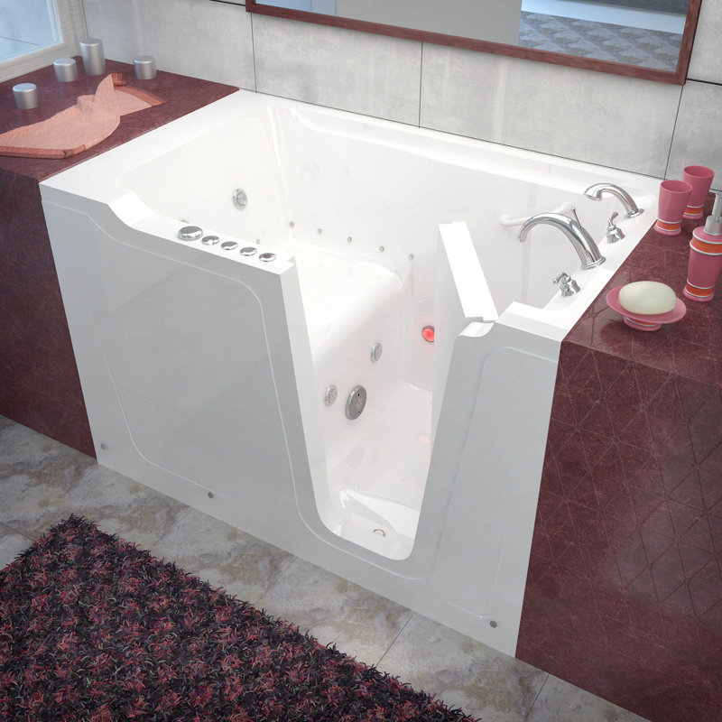 Crescendo 59.75'' x 35.8'' Fiberglass Bathtub with Faucet, Right