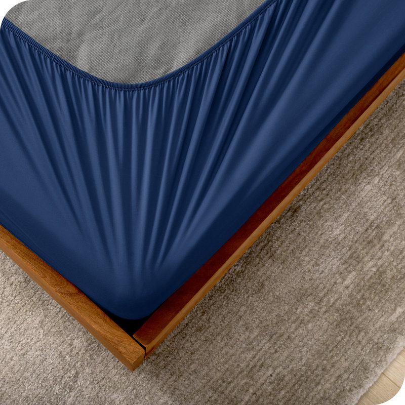 Housse de sommier enveloppante, Bleu foncé, Très grand