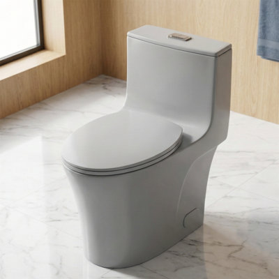 Elongated Comfort Height 17" ADA Tornado Flush One-Piece Toilet, 1.1/1.6 GPF Dual Flush Siphonic S-Trap 12", Soft Closing Seat, MAP 1000g