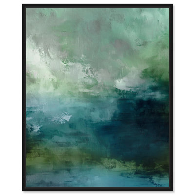 Green and Blue Mist Canvas Print Green Decor by Art Remedy