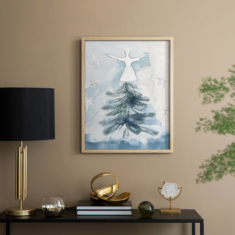 «Christmas Holiday Art CXL III», reproduction d'art encadrée - bois massif, Naturel, H 30 po x l 24 po