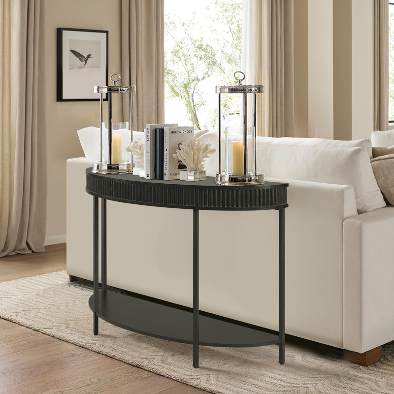 Console cannelée demi-lune, H 31,5 po x l 47,6 po x P 15 po
