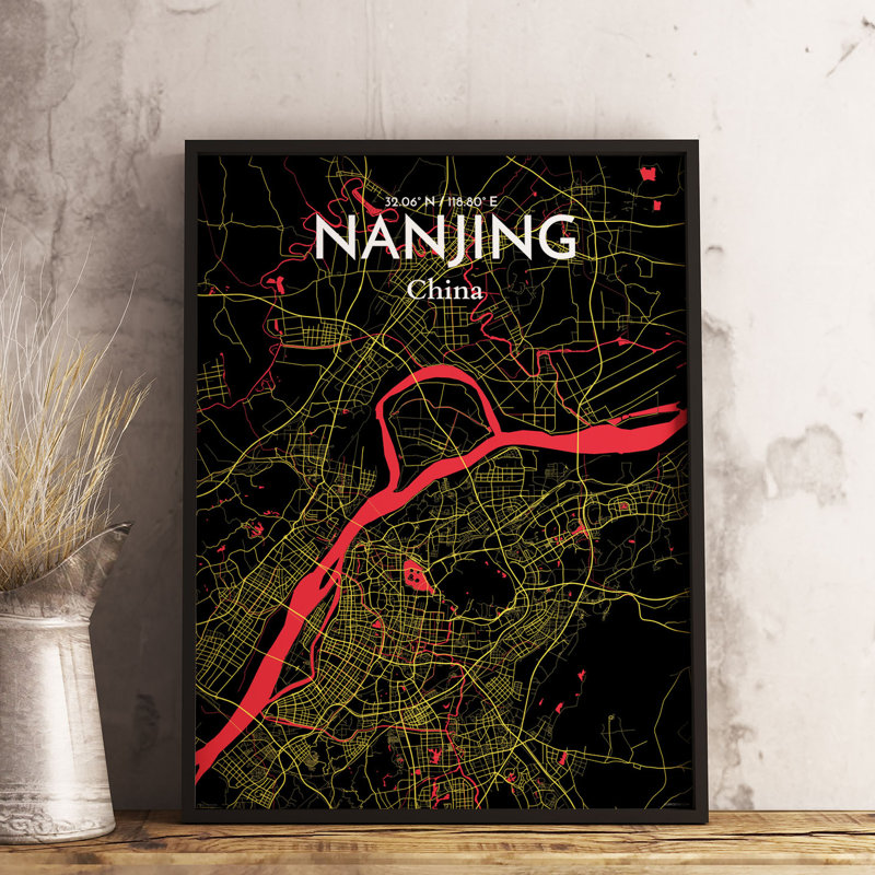 Nanjing City Map - No Frame Print, 70.1cm H x 50cm W x 0.13cm D x 0.13 cm D