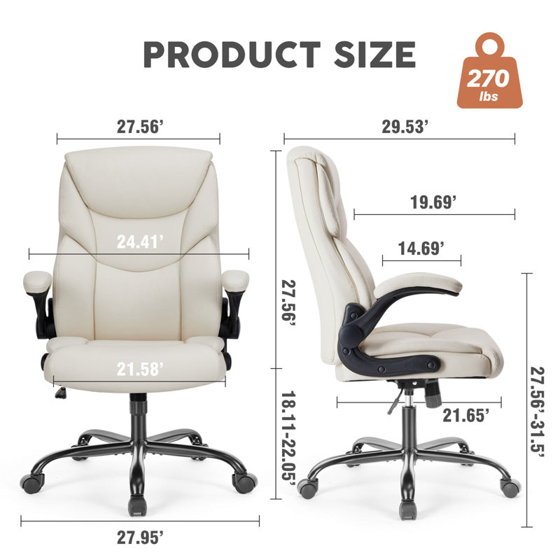 Fauteuil de bureau Sweetcrispy, Blanc / argenté