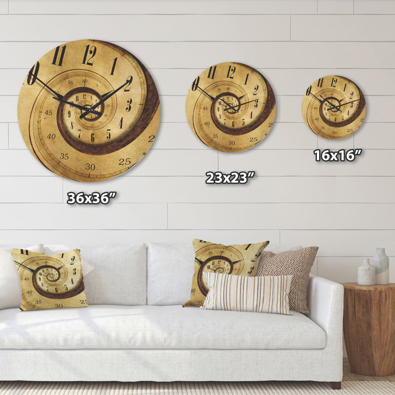 Horloge murale en bois Endless Time Spiral, Très grand