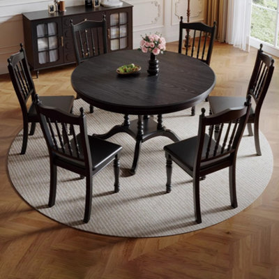 French elegant solid wood round table set by Waagy
