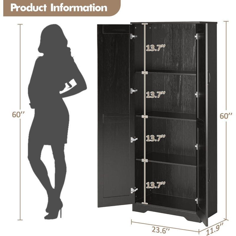 152.4cm Kitchen Pantry, Black