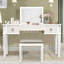 Bureau de coiffeuse en miroir avec tiroirs, coiffeuse rabattable pour chambre à coucher / salle de maquillage, maquillage multifonctionnel et poste de travail