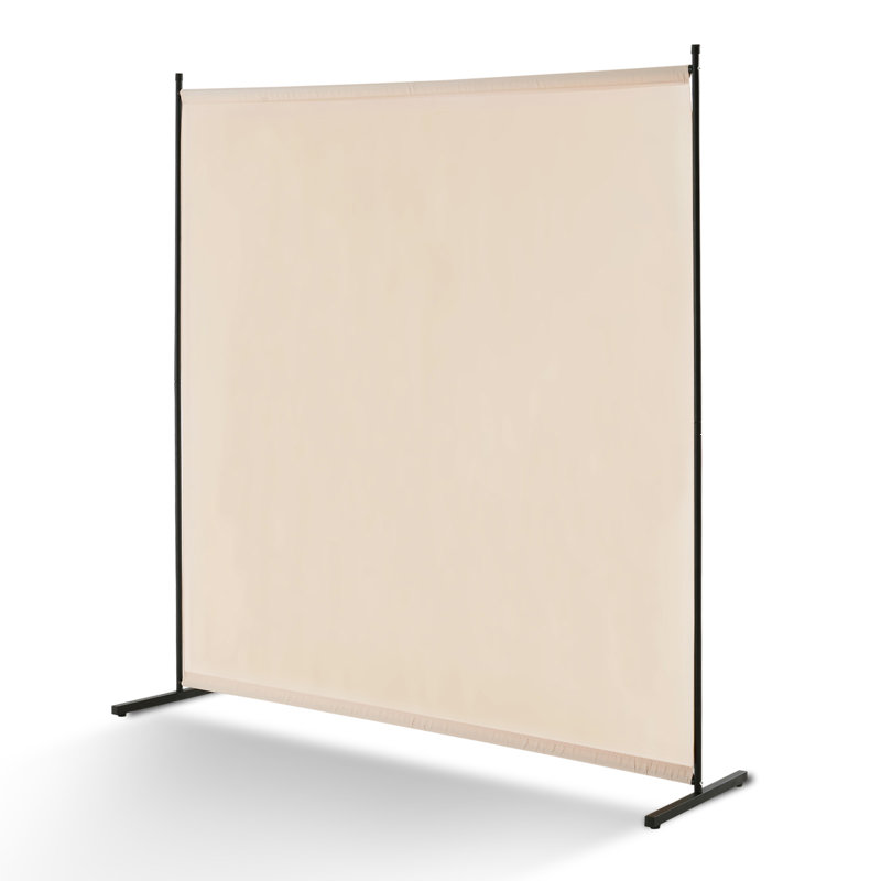 6FT Room Divider Single Panel Fabric Room Screen for Office Bedroom Black, Beige