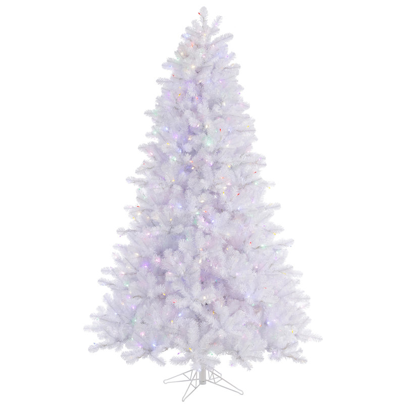 Crystal White Pine Artificial Christmas Tree with LED Multi Colored Lights with Stand, 6.5' H, Multi-colored LED