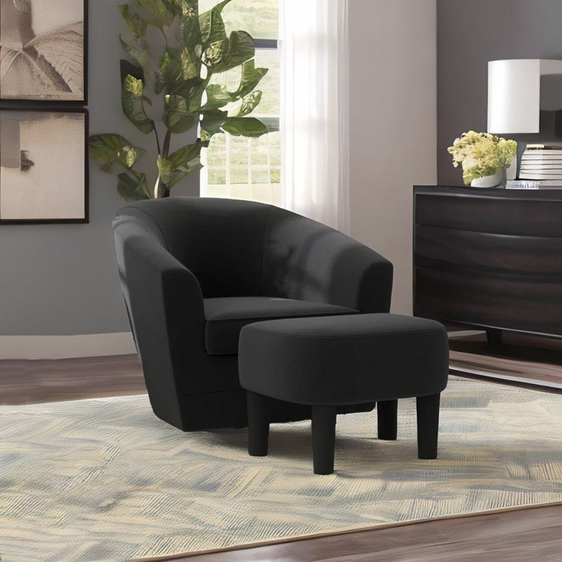 Fauteuil demi-tonneau Heta, Mélange de polyester noir