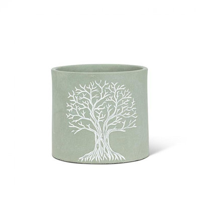 Gris avec pot à fleurs blanc