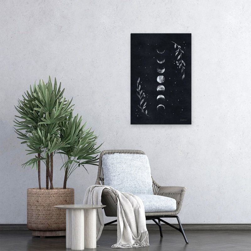 Art lunaire II - fleurs célestes noires, H 24 po x l 16 po