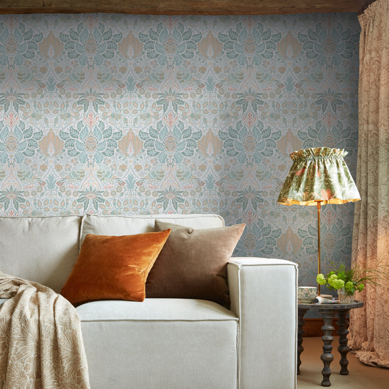 William Morris Dove & Rose Midsummer Wallpaper, Light Blue