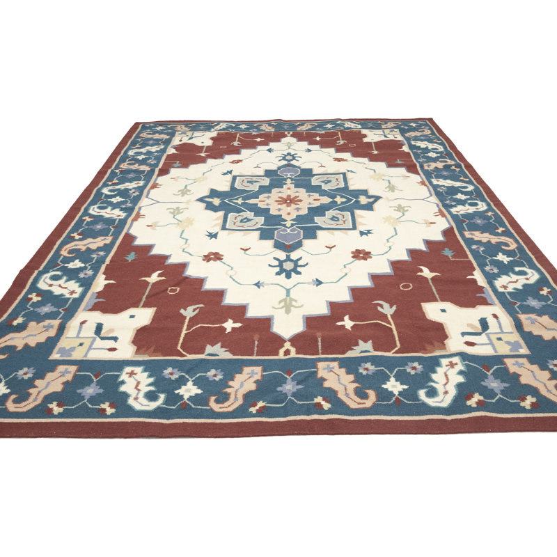 Tapis oriental crème crème Dhurrie 9X12