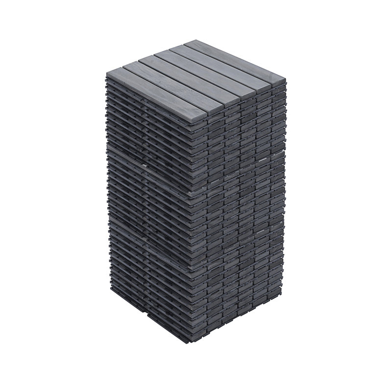 30 tuiles de terrasse emboîtables à motif rayé, Gris clair, 30