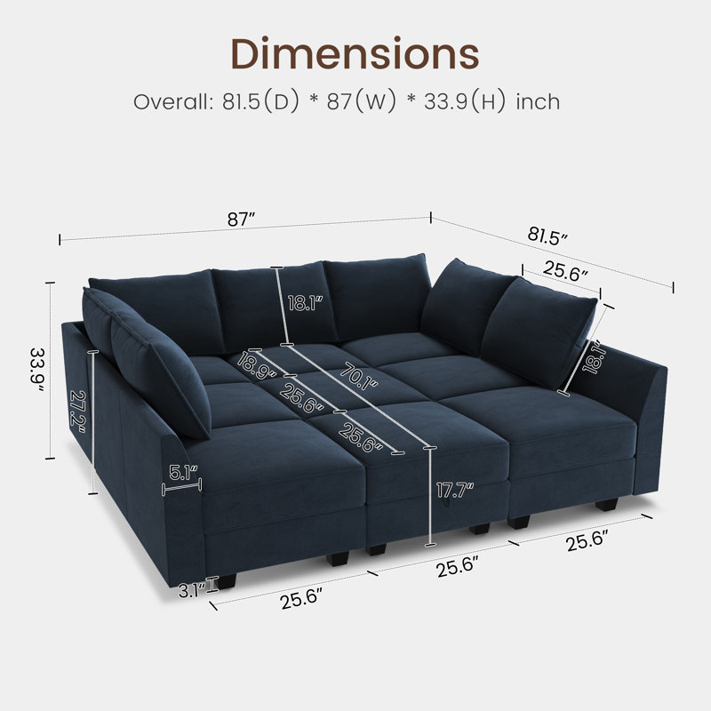 Canapé modulaire en velours Kandle, Bleu