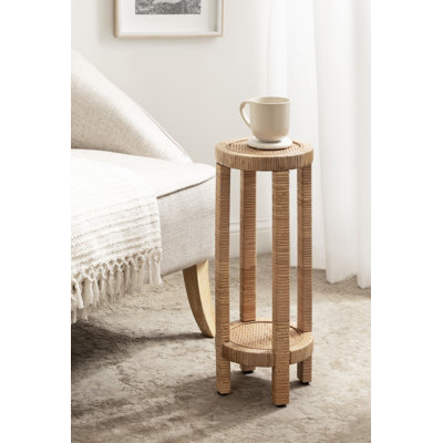 Tiered Round Rattan Drink Table