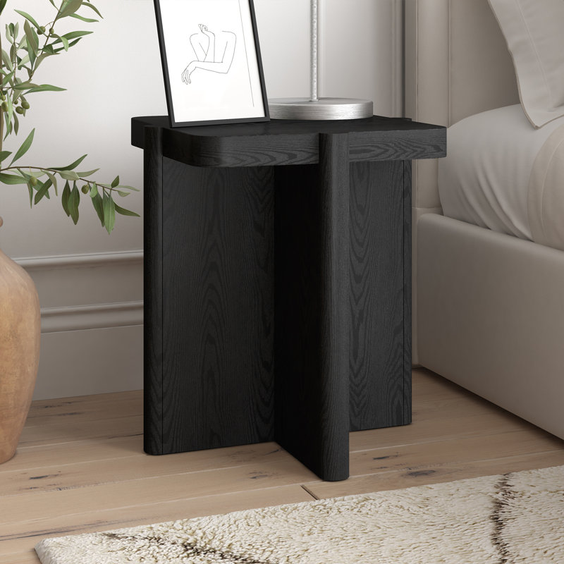 Table d'appoint carrée 20 po Laguna, Plateau en bois espresso / base noire