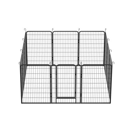 Enclos pour animaux en métal - H 39,74 po, clôture pour chien d'extérieur à 12 panneaux avec couche de rouille et installation flexible H 39,74 po robuste
