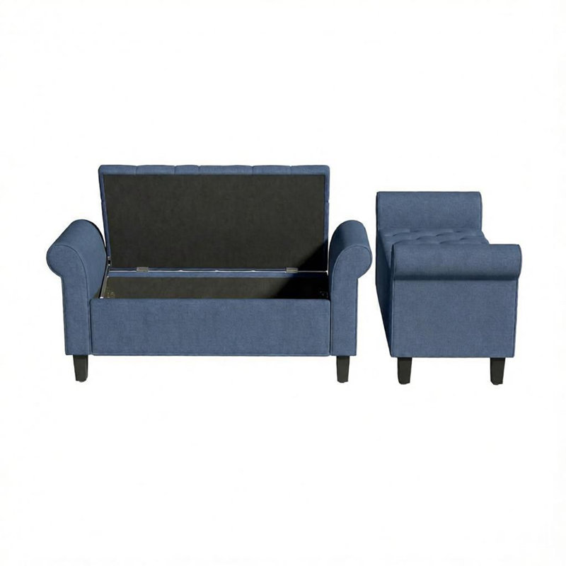Rangement capitonné Lakehurst avec accoudoirs roulés, Blue