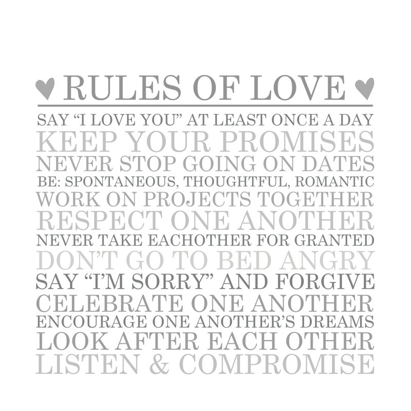 Love Rules - Wrapped Canvas Print, 122cm H x 122cm W x 3.8cm D