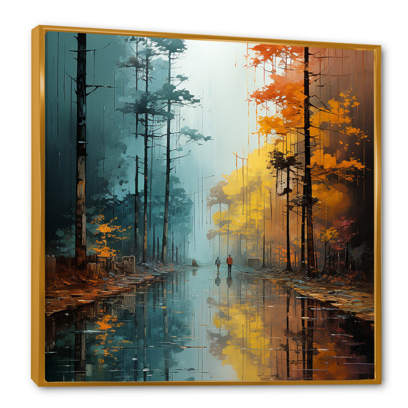 Autumn Forest Solitude sur toile, H 36 po x l 36 po x P 1,5 po, Cadre flottant doré