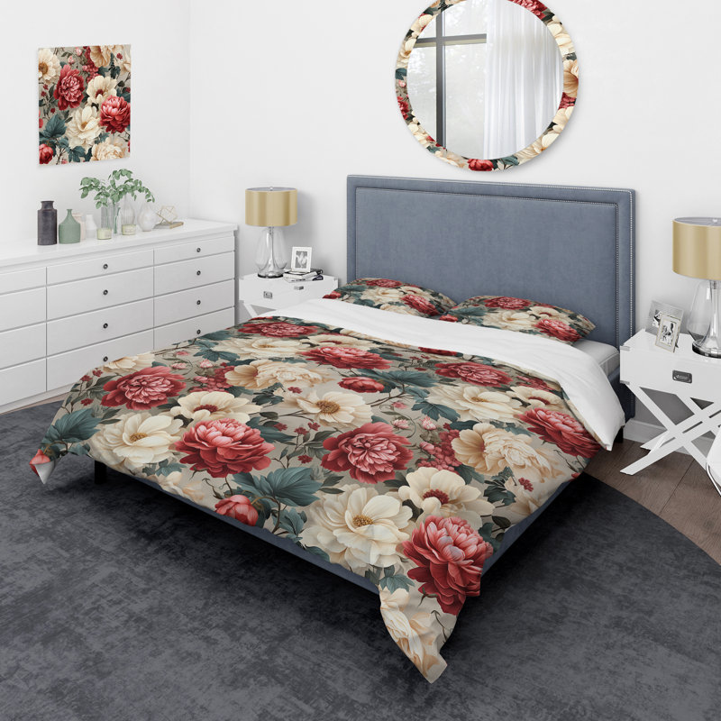 Ensemble de housse de couette Floral Antique, Housse de couette pour très grand lit et 2 très