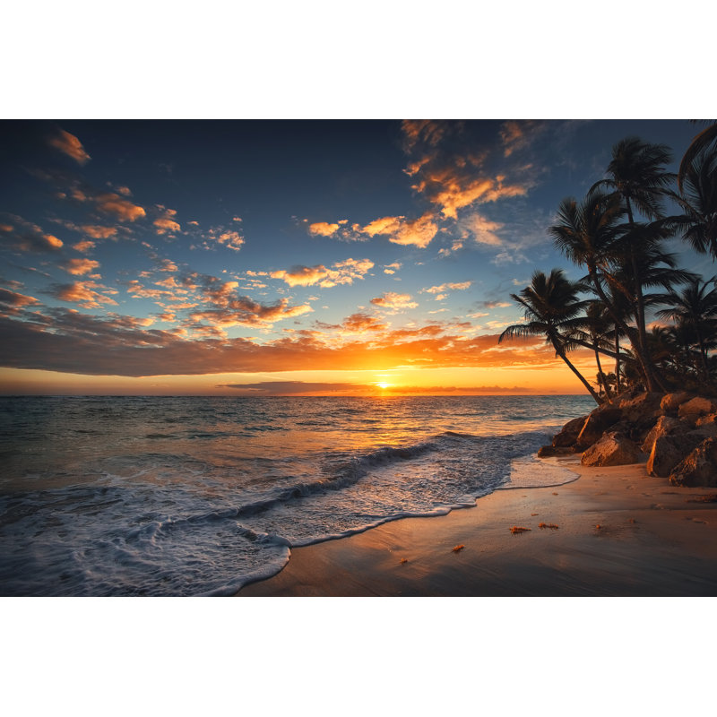 Lever de soleil sur une île tropicale par Valio84Sl - Photographie sur toile tendue, L 18 po x H 12 po