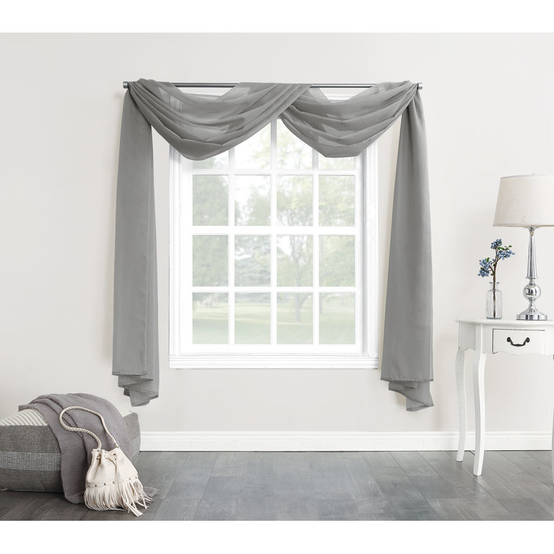 Monona Sheer Voile Window Scarf, Charcoal