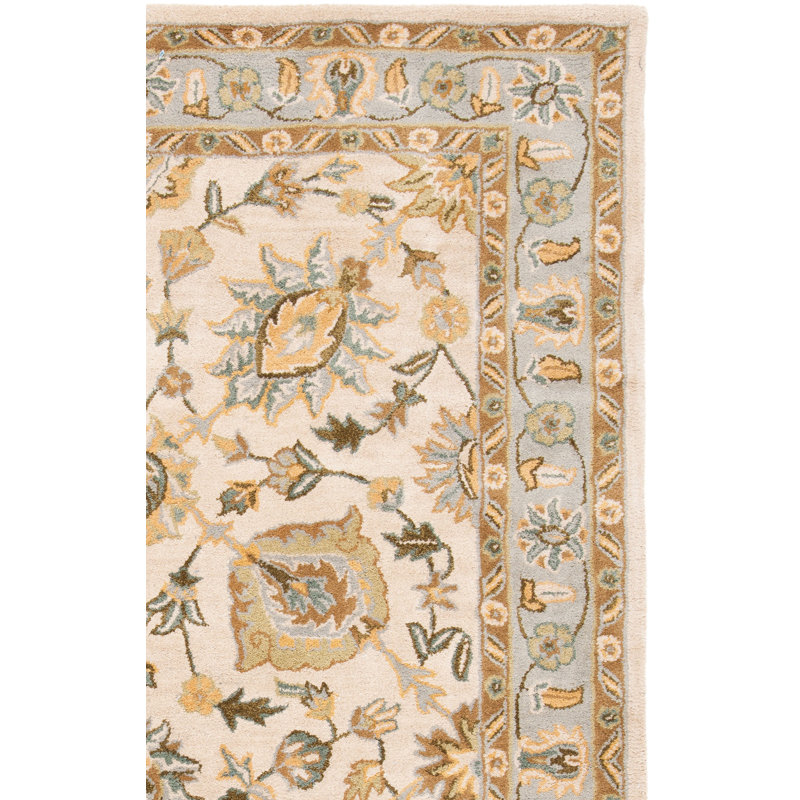 Tapis ivoire / bleu clair en laine touffeté à la main Tosca, Rectangle 8 pi x 10 pi