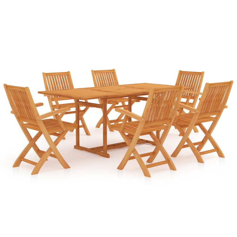Florenza 6 - Person Teak Wood Patio Dining Set with Rectangular Table