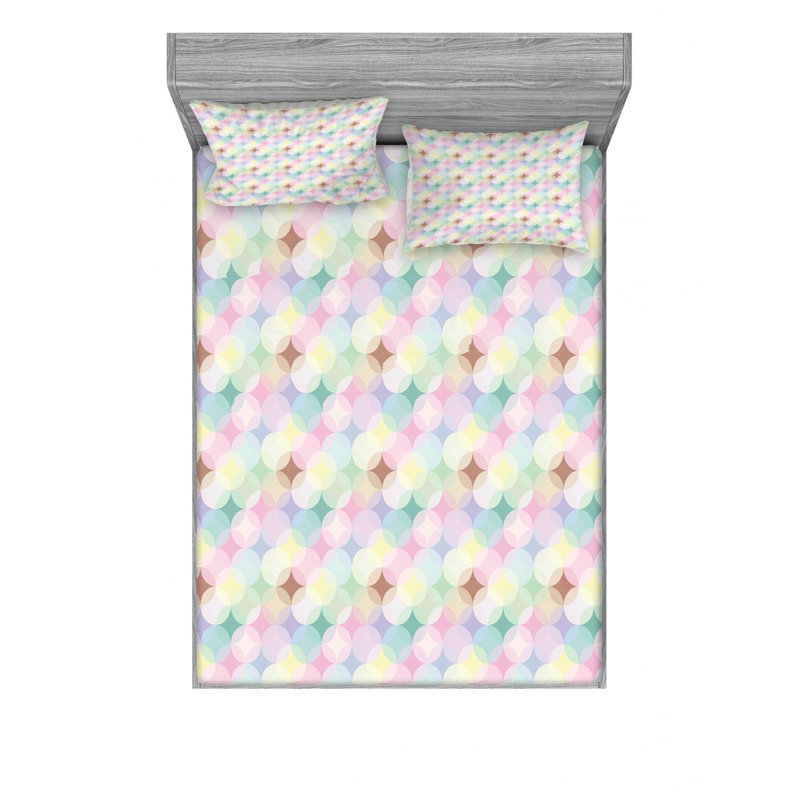 Microfiber Geometric Sheet Set, Full Sheet Set with Fitted Sheet