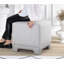 Elegant Pouffe Ottoman, Grey, 19.7 x 18.5 x 19.7 inches | 50% Cotton / 50% Linen, 100% Faux Leather Legs, 35 DNS Orthopedic Sponge, 2.4 inches Thick, Hidden Legs | Perfect for Living Room & Bedroom Décor-126412678-126412676