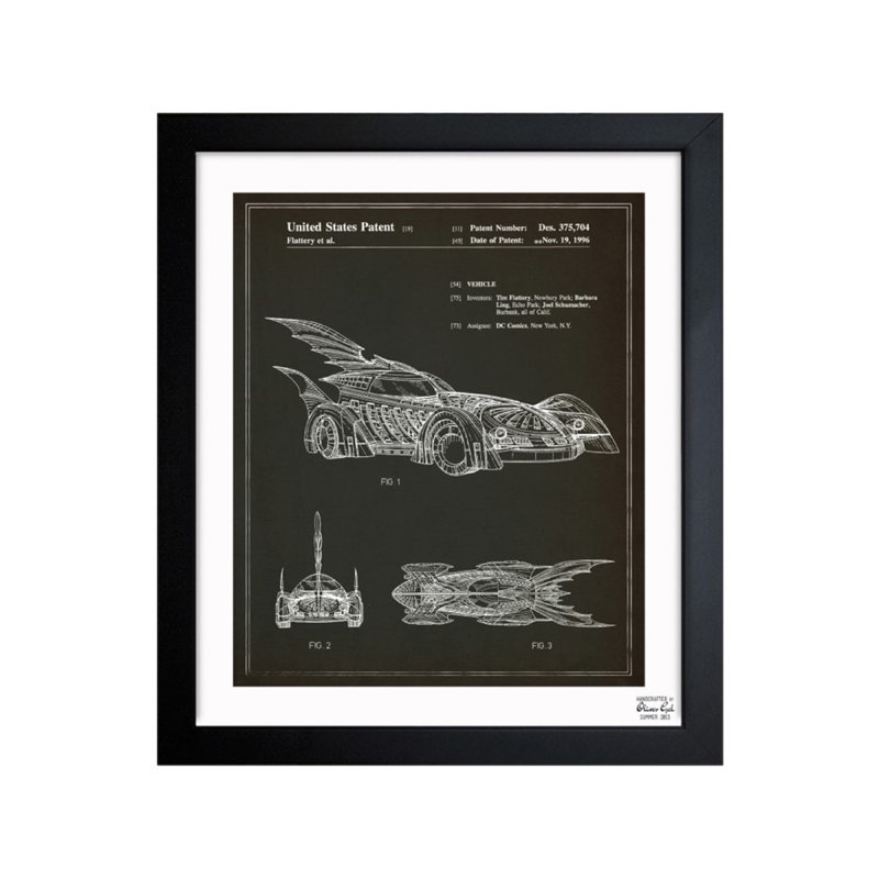 Batmobile - Impression de cadre photo sur papier, H 14 po x l 12 po