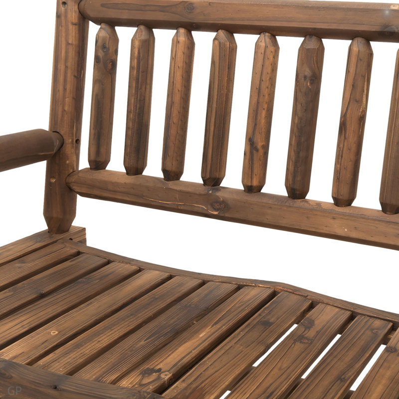 Chaise berçante en bois 2 personnes, Brun