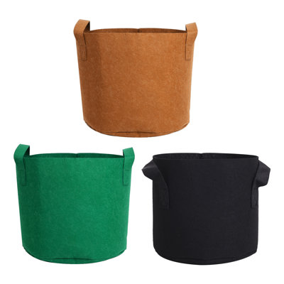 11.8" 10-Gallon Fabric Grow Bags in Mixed Colors (1 of Black, Green, Orange Ginger) – Reusable Garden Plant Containers