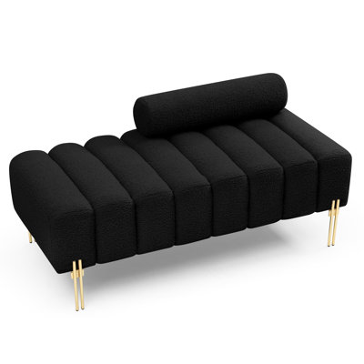 Banc moderne en tissu de 53,2 po de largeur, canapé 2 places, pieds en métal, repose-pieds pour le salon de la chambre à coucher, chambre noire d'appoint et tissu réglable
