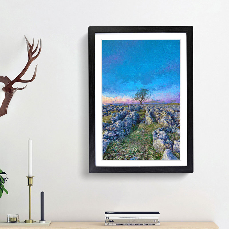 Tree Under a Purple Sky - Framed Print, Black Framed, 36cm H x 27cm W x 2cm D