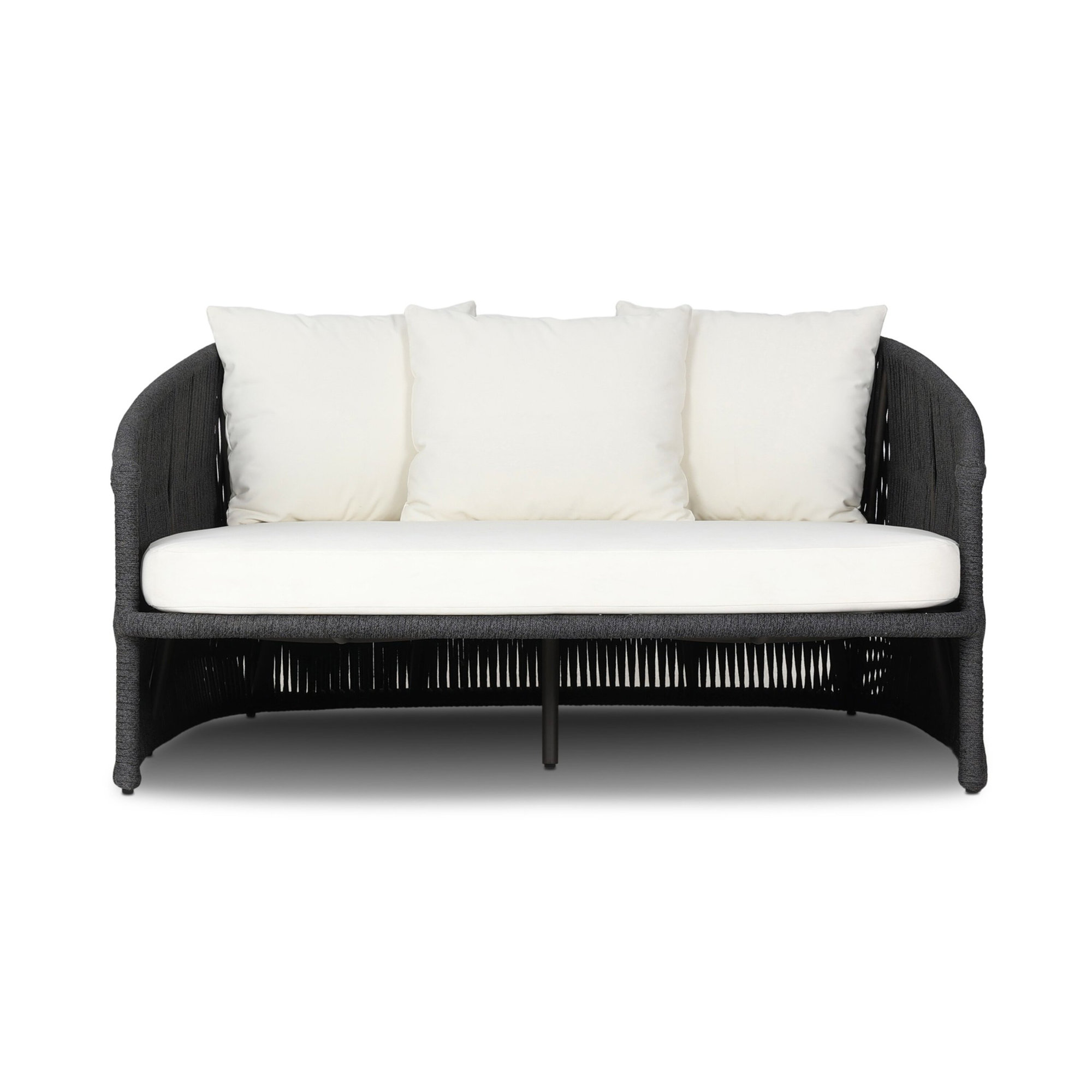 Ailena 61.5'' Wide Rounded Back Wicker Patio Daybed with Cushions, Arashi Salt/Dark Gray