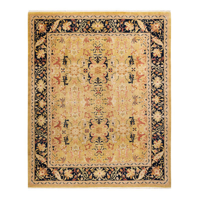 Tapis unique noué à la main vert de 8 pi 1 po x 10 pi 2 po Keenan