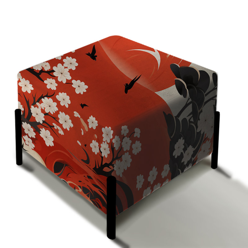 Motif japonais de porte rouge Torii - repose-pieds carré japonais
