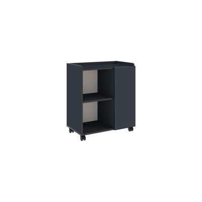 Zeo Compact Mobile Cabinet With Open Shelves And Door Rolling Storage Unit For Entryway, Living Room, Bedroom