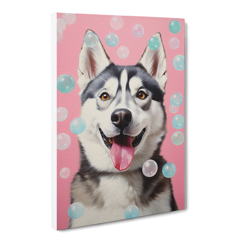 Husky Bubble Gum - Wrapped Canvas, 50cm H x 35cm W x 3cm D